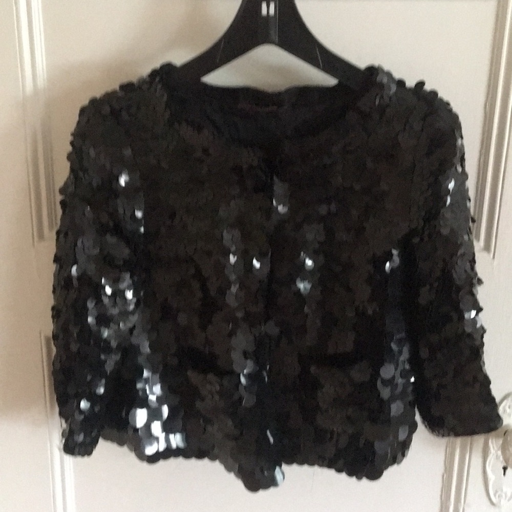 Reiss Black Sequined Jacket Size M
